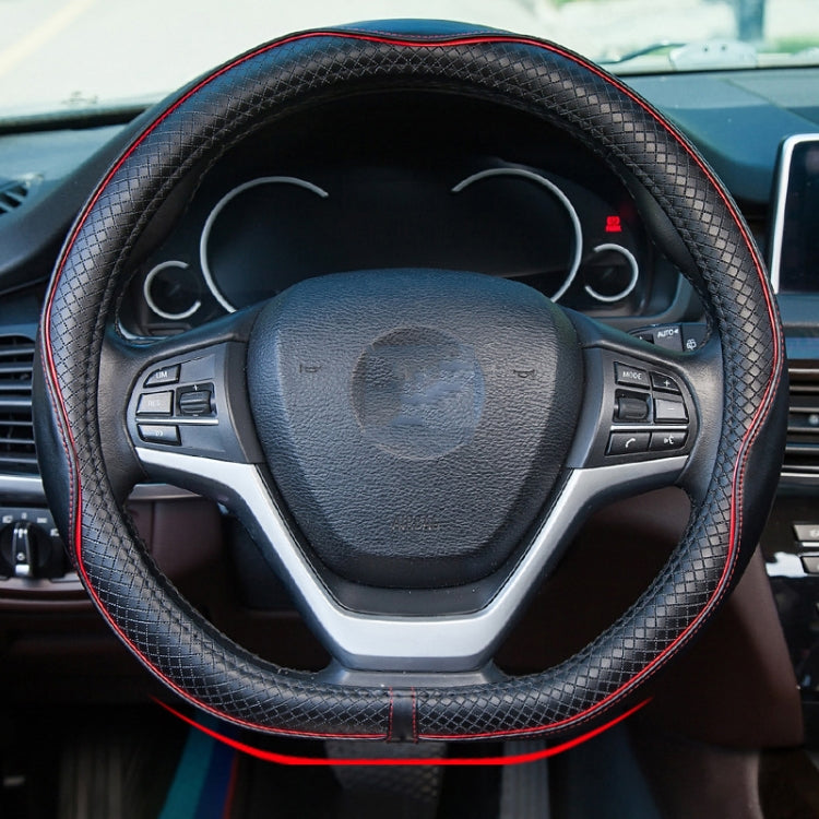 38cm Car Embossed Leather Steering Wheel Cover