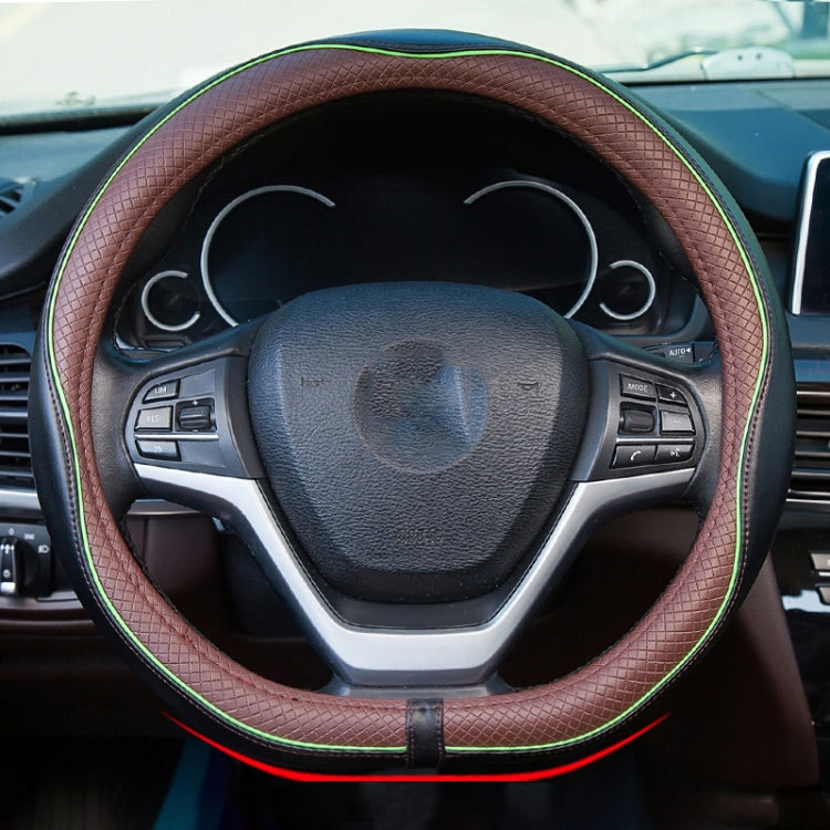 38cm Car Embossed Leather Steering Wheel Cover