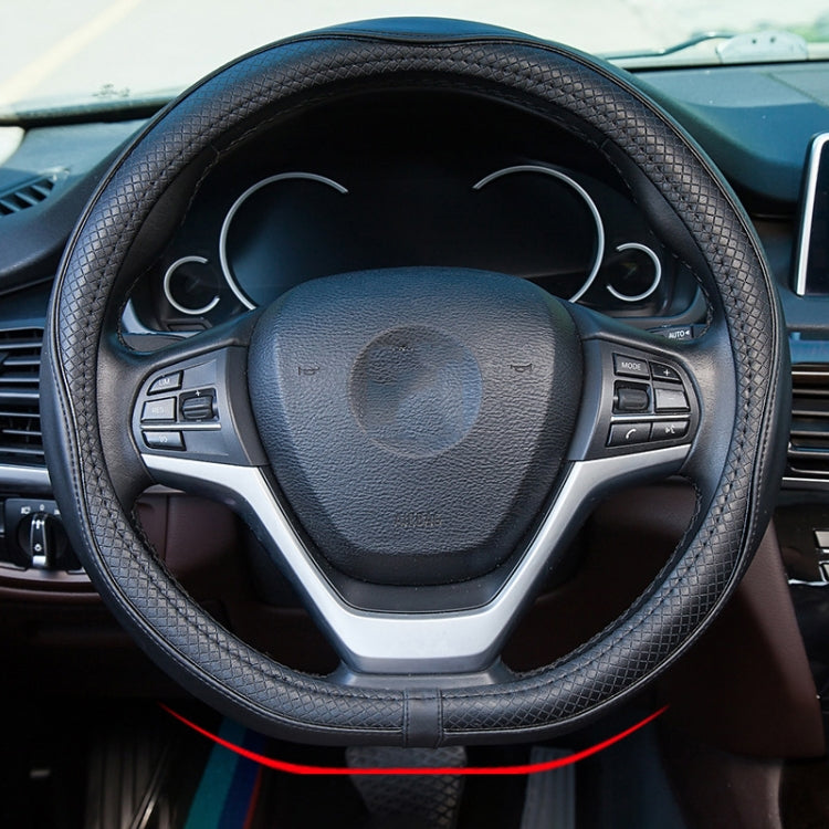 38cm Car Embossed Leather Steering Wheel Cover