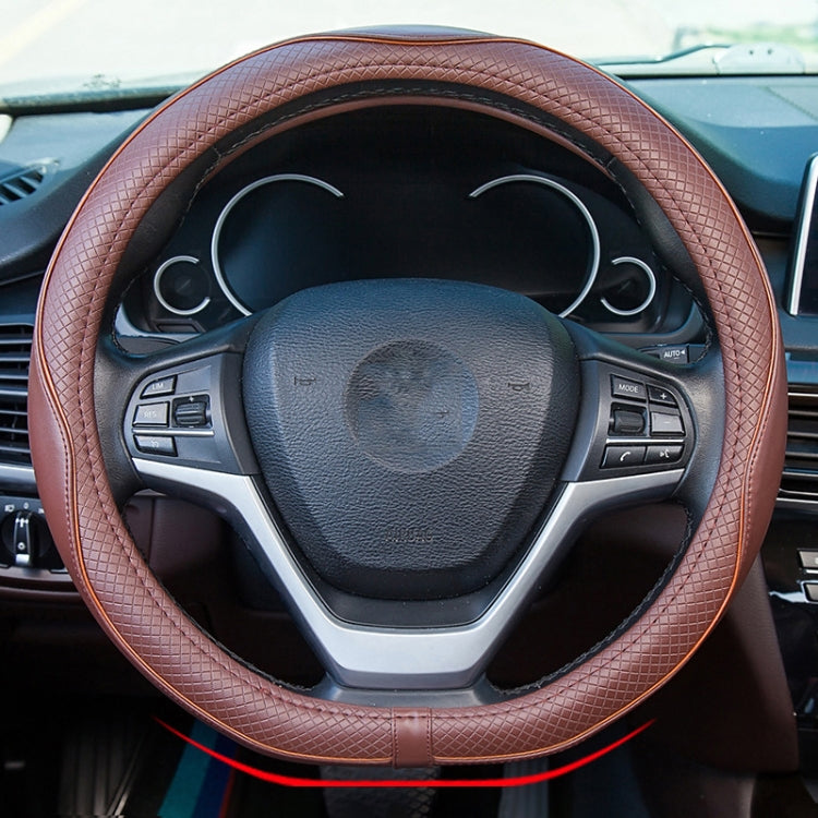 38cm Car Embossed Leather Steering Wheel Cover