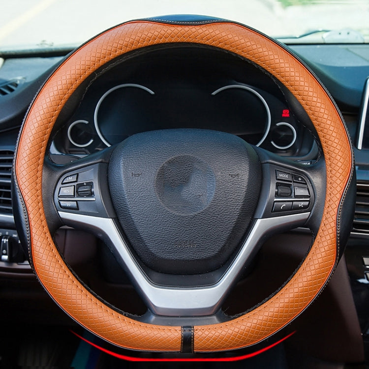 38cm Car Embossed Leather Steering Wheel Cover
