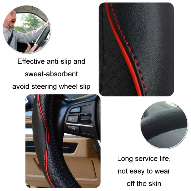 38cm Car Embossed Leather Steering Wheel Cover