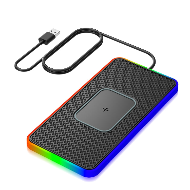 2 In 1 15W Car Mobile Phone Wireless Charger Non-slip Mat with Colorful Light