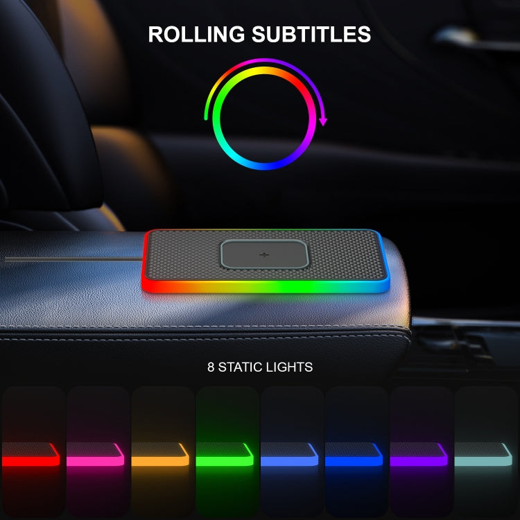 2 In 1 15W Car Mobile Phone Wireless Charger Non-slip Mat with Colorful Light
