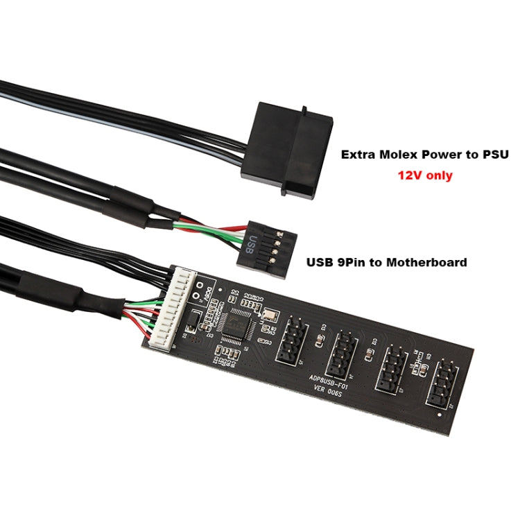 USB 2.0 9pin To 4 9pin Hub Internal Motherboard Header With 4pin Powered
