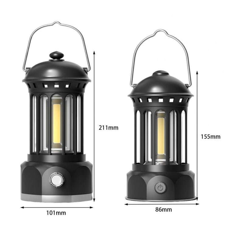 Battery Model COB Portable Outdoor Camping Lamp Atmosphere Tent Lamp Retro Lamp, Battery Small Green, Battery Small Black, Battery Small Beige, Battery Small Red, Battery Large Beige, Battery Large Black, Battery Large Green, Battery Large Red