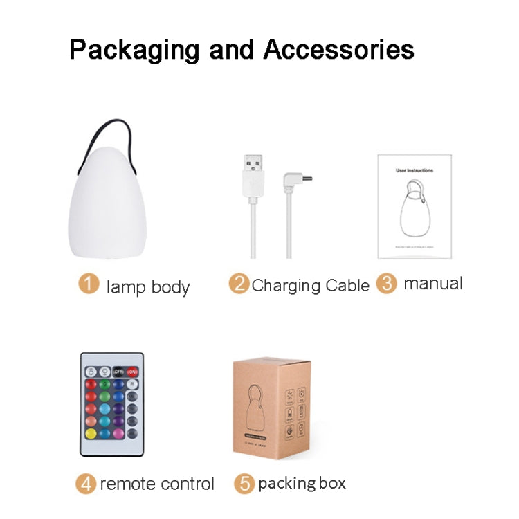 16 Colors LED Night Light with Handle Hanging Lantern USB Rechargeable Table Lamp