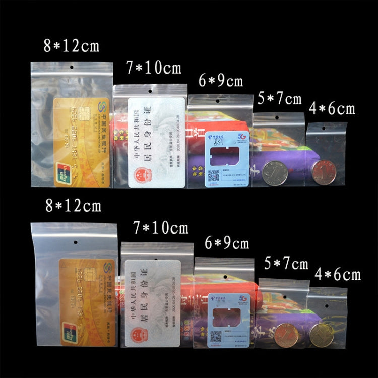 100pcs  Perforated Ziplock Bag Thickened Transparent Packaging Bag Plastic Sealed Bag