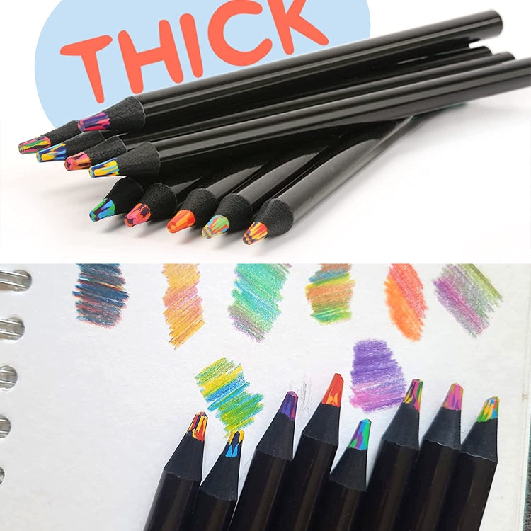 8 In 1 Rainbow Pencils Set Wooden Colored Pencil for Kids Adults Art Drawing