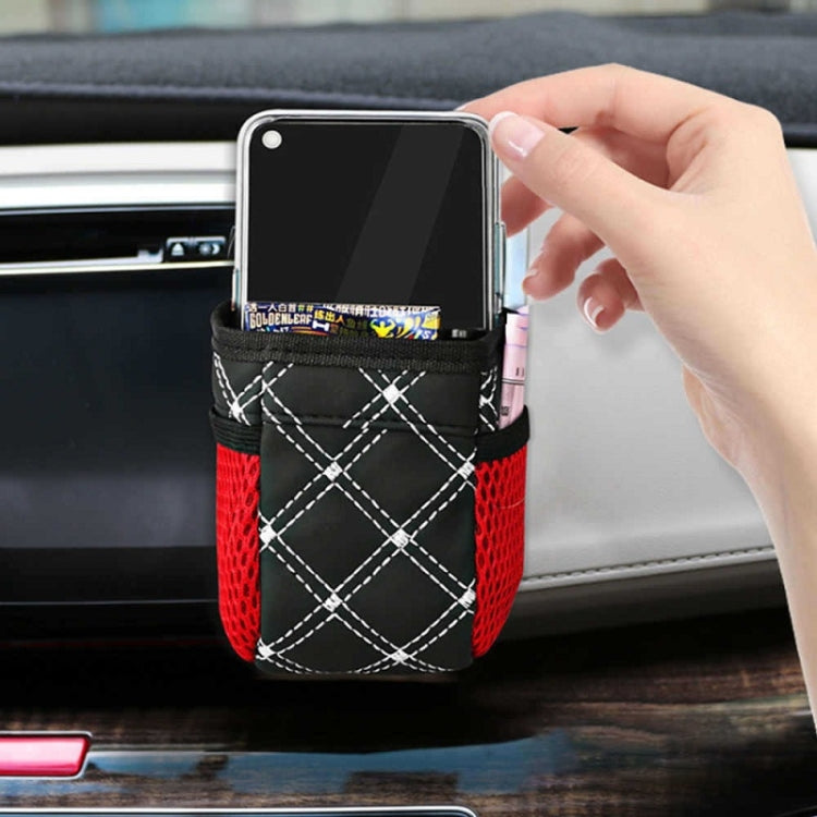 2pcs Car Air Outlet Sundries Storage Bag With Net Pocket