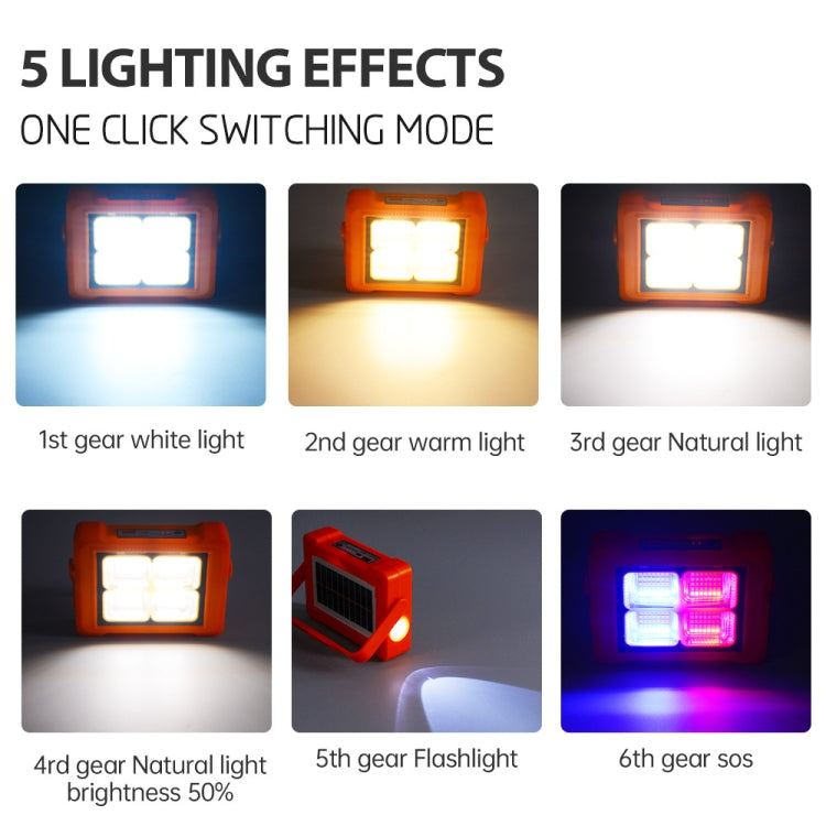 Solar Flood Light Portable Flashlight Emergency Work Light