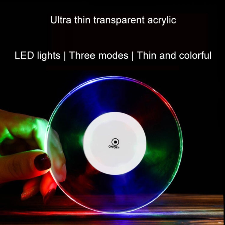 LED Light Up Acrylic Coaster Transparent Crystal Base
