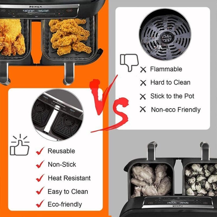 For Ninja DZ201 Air Fryer Silicone Mat Foldable Reusable Basket Tray