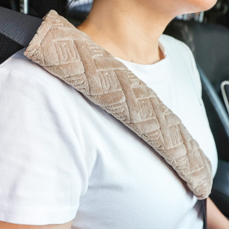 1pair Car Plush Seat Belt Embroidered Shoulder Pad Cover
