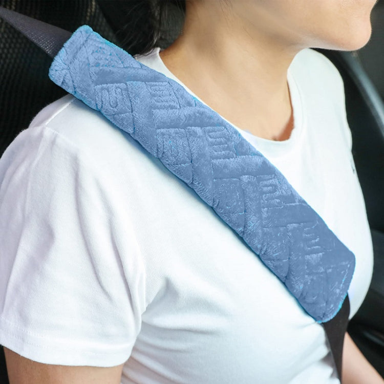 1pair Car Plush Seat Belt Embroidered Shoulder Pad Cover