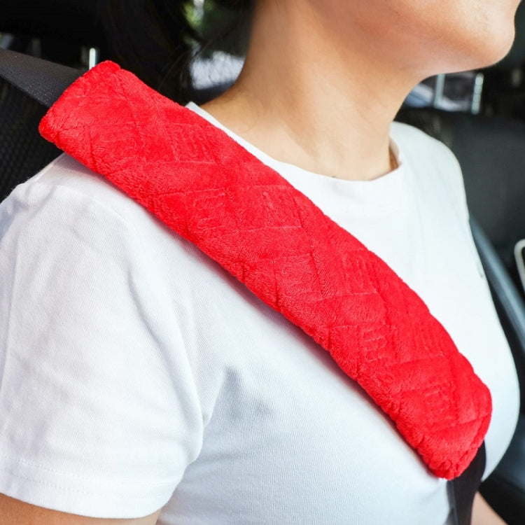 1pair Car Plush Seat Belt Embroidered Shoulder Pad Cover