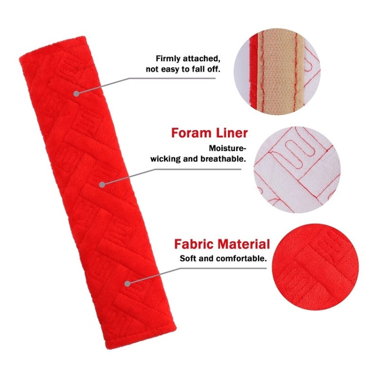 1pair Car Plush Seat Belt Embroidered Shoulder Pad Cover