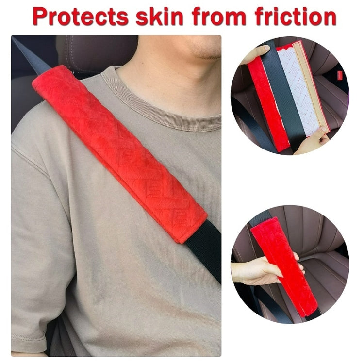 1pair Car Plush Seat Belt Embroidered Shoulder Pad Cover