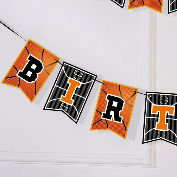 Basketball Theme Party Set Flag + Balloon + Cake Insert Set