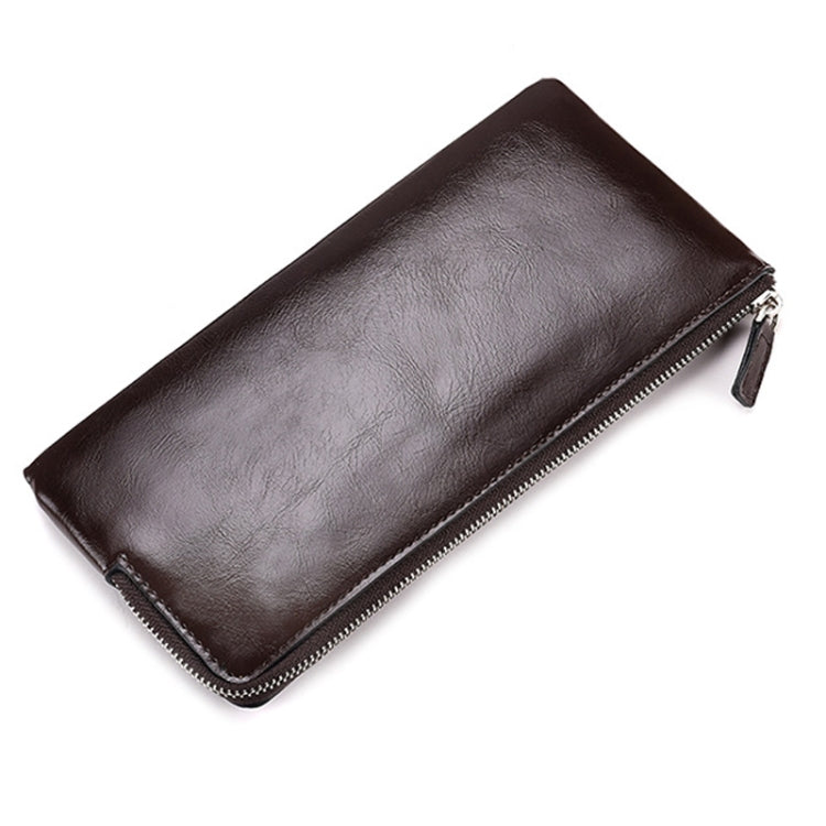 Men Long Wallet Soft Leather Zipper Mini Phone Bag Clutch Bag, JC225-2 Brown, JC225-2 Black, JC225-2 Coffee