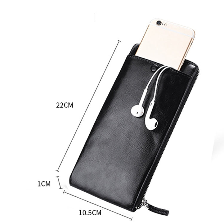 Men Long Wallet Soft Leather Zipper Mini Phone Bag Clutch Bag, JC225-2 Brown, JC225-2 Black, JC225-2 Coffee