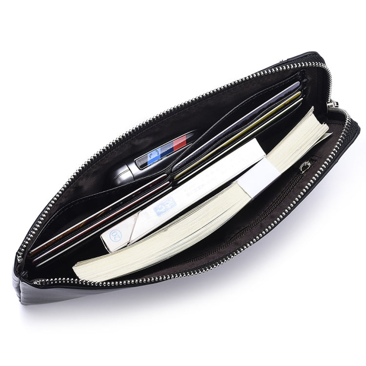 Men Long Wallet Soft Leather Zipper Mini Phone Bag Clutch Bag