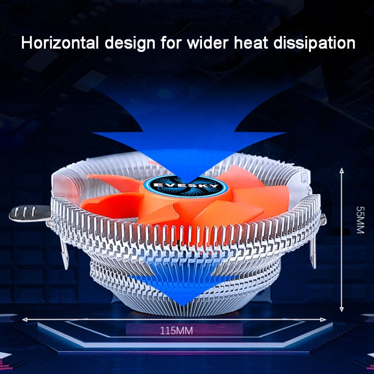 EVESKY  Desktop Computer CPU Fan 1155 775 AMD Universal Mute Down Pressure CPU Radiator