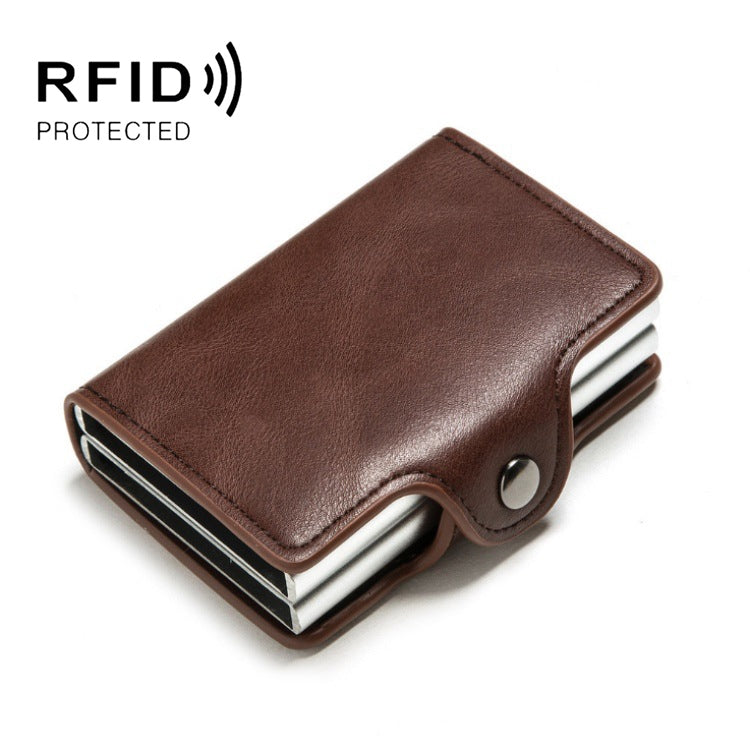Automatic Pop-up Card Holder Metal Card Box RFID Credit Card Bank Card Box Wallet, GS-AL003 Brown, GS-AL003 Red, GS-AL003 Blue, GS-AL003  Black, GS-AL003 Coffee