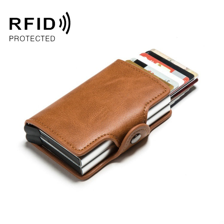 Automatic Pop-up Card Holder Metal Card Box RFID Credit Card Bank Card Box Wallet, GS-AL003 Brown, GS-AL003 Red, GS-AL003 Blue, GS-AL003  Black, GS-AL003 Coffee
