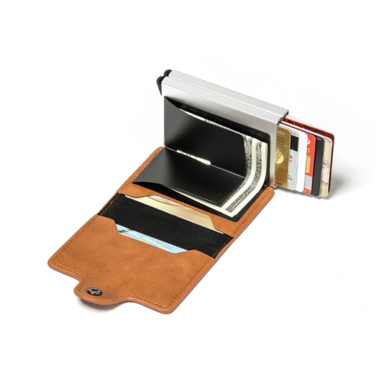 Automatic Pop-up Card Holder Metal Card Box RFID Credit Card Bank Card Box Wallet, GS-AL003 Brown, GS-AL003 Red, GS-AL003 Blue, GS-AL003  Black, GS-AL003 Coffee