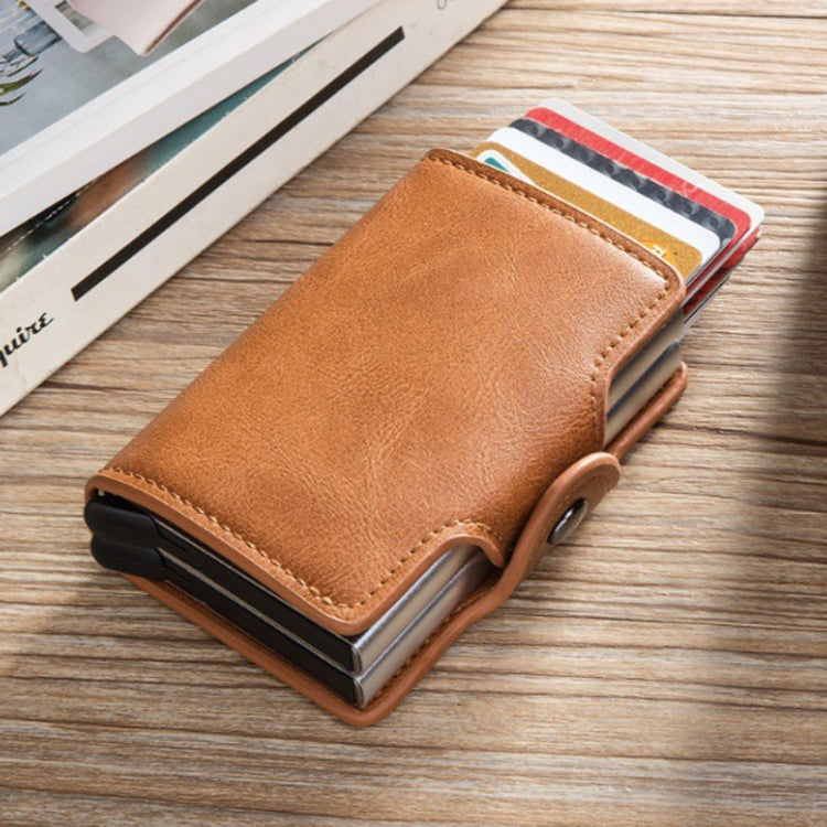 Automatic Pop-up Card Holder Metal Card Box RFID Credit Card Bank Card Box Wallet, GS-AL003 Brown, GS-AL003 Red, GS-AL003 Blue, GS-AL003  Black, GS-AL003 Coffee