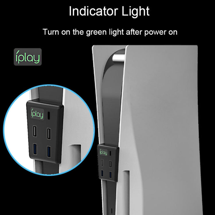 iplay HBP-308 For Sony PS5 5 in 1 Game Console USB3.0 HUB Connection Transmission Extender