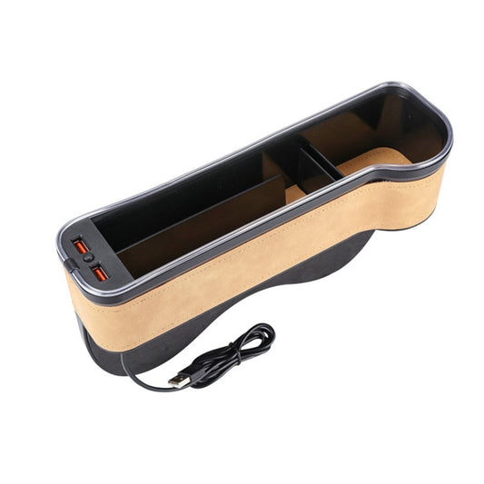 Car Central Control Seat Gap Storage Box with Dual USB Ambient Lights