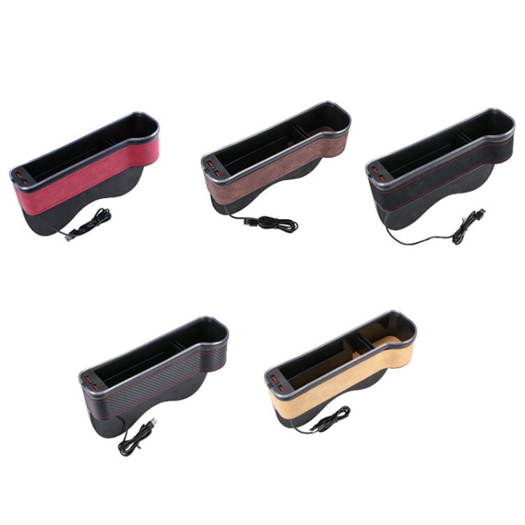 Car Central Control Seat Gap Storage Box with Dual USB Ambient Lights