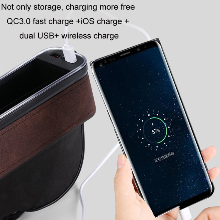 Car Central Control Seat Gap Storage Box with Dual USB Ambient Lights