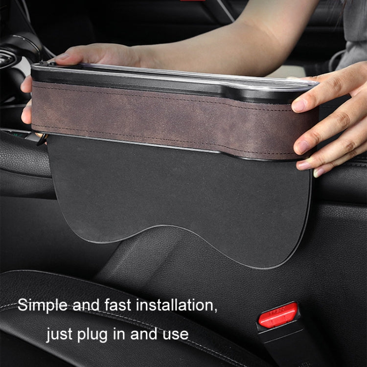 Car Central Control Seat Gap Storage Box with Dual USB Ambient Lights