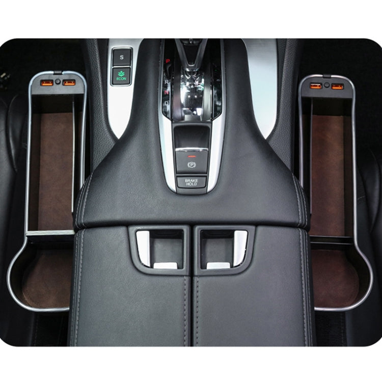 Car Central Control Seat Gap Storage Box with Dual USB Ambient Lights