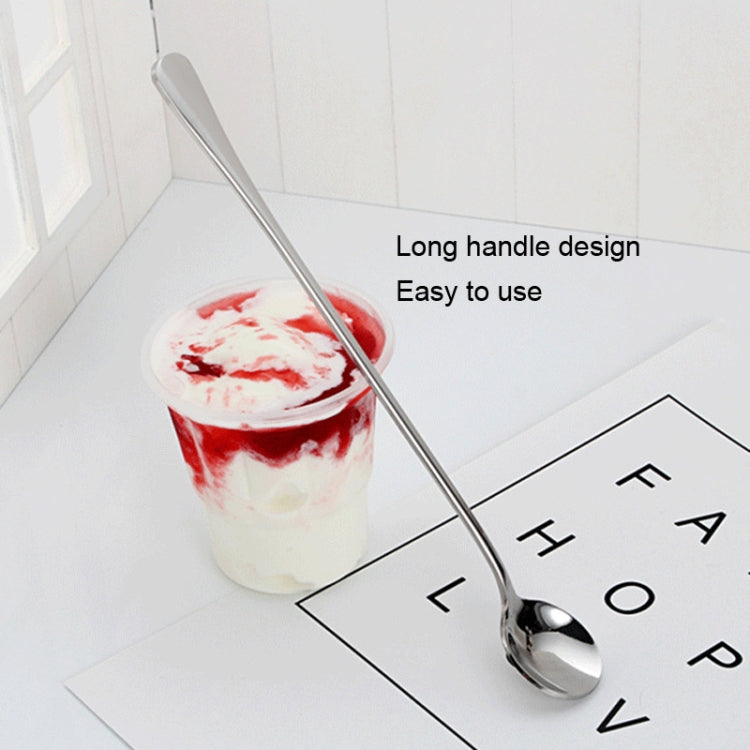 304 Stainless Steel Long Handle Thickened Round Spoon Coffee Ice Drink Mixing Spoon