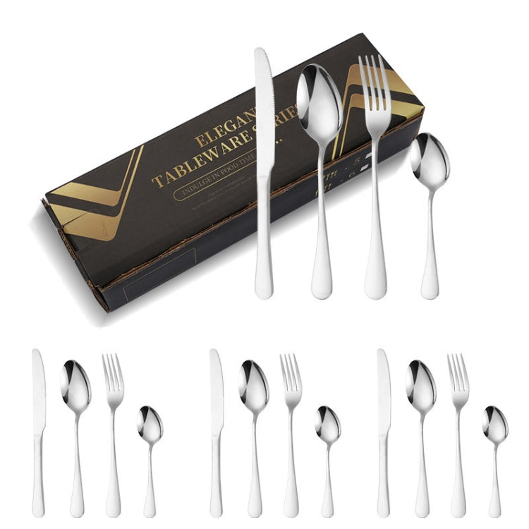 16pcs/set Carton Boxed Gold-Plated Stainless Steel Knife and Fork Set Western Cutlery