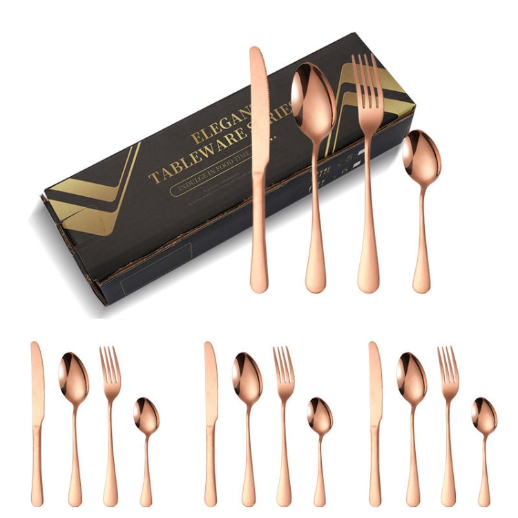 16pcs/set Carton Boxed Gold-Plated Stainless Steel Knife and Fork Set Western Cutlery