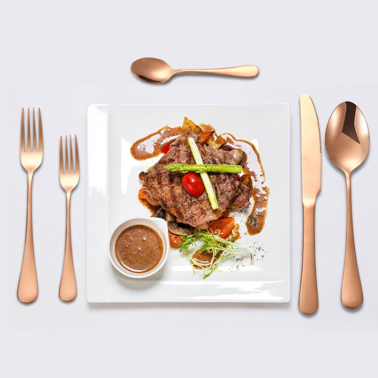 16pcs/set Carton Boxed Gold-Plated Stainless Steel Knife and Fork Set Western Cutlery