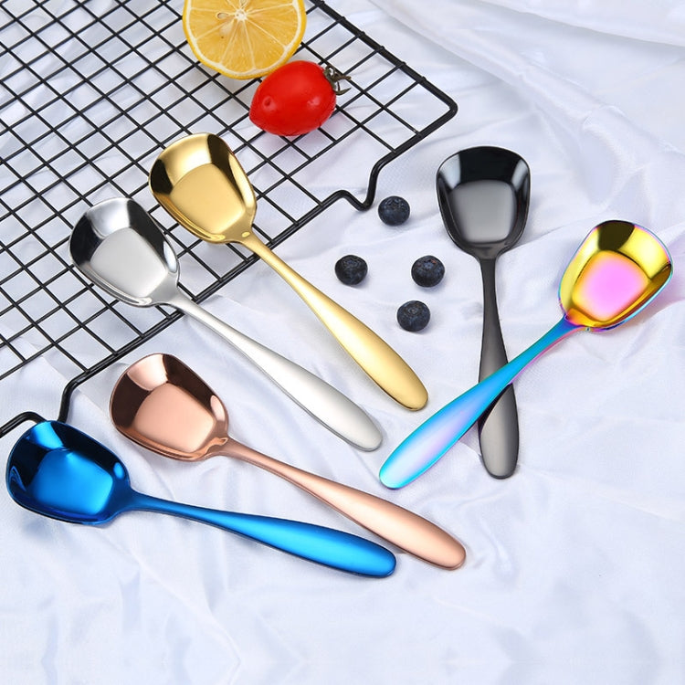 Small 304 Stainless Steel Spoon Glossy Thickened Flat Head Flat Bottom Serving Spoon
