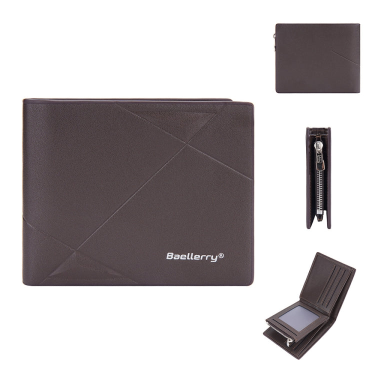 Baellerry Men Short Multi-Card Wallet Large Capacity Leather Zip Coin Purse