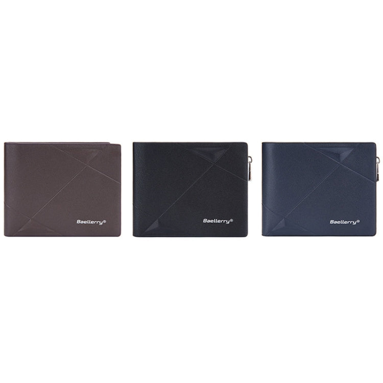 Baellerry Men Short Multi-Card Wallet Large Capacity Leather Zip Coin Purse