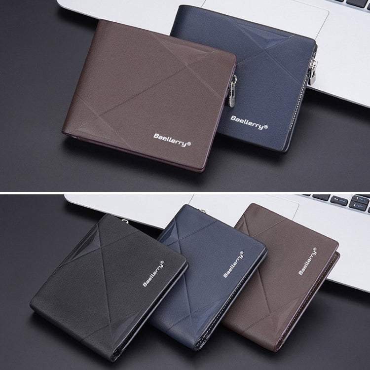 Baellerry Men Short Multi-Card Wallet Large Capacity Leather Zip Coin Purse