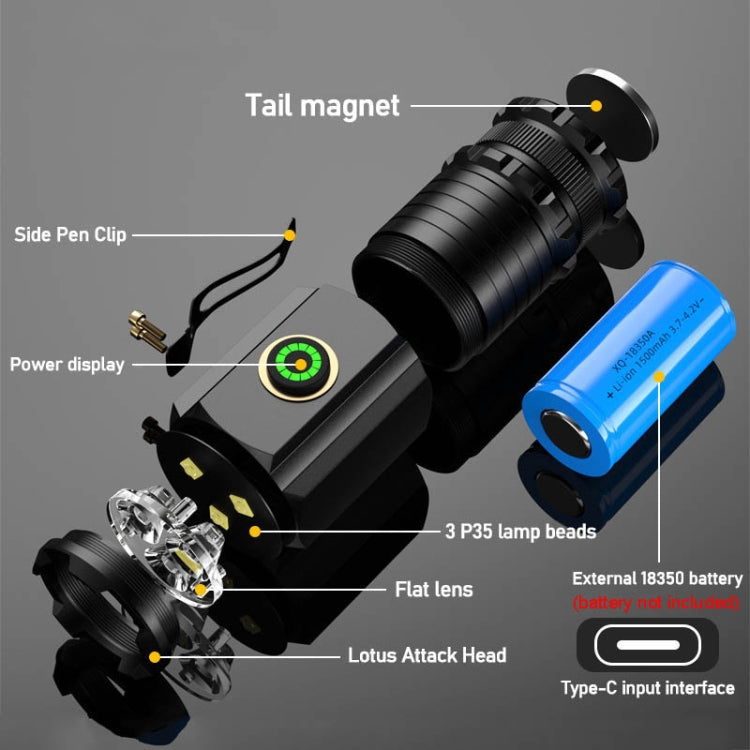 3 LED Mini Flashlight Rechargeable Waterproof 2000LM Super Bright Torch