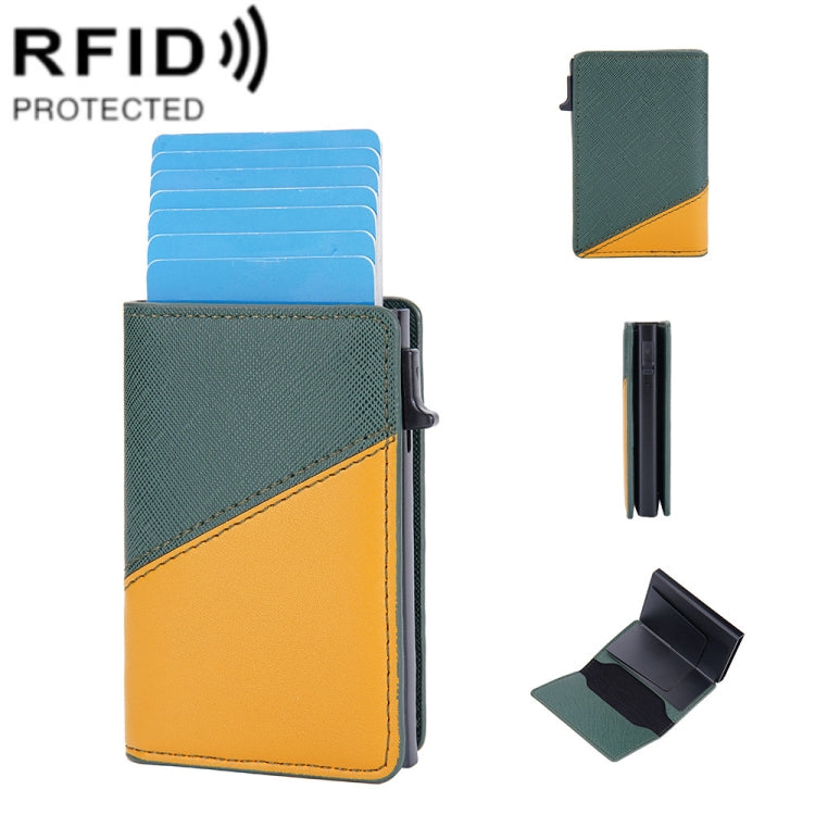 Baellerry RFID Anti-theft Aluminum Box Leather Wallet Side Push Contrasting Antimagnetic Card Holder