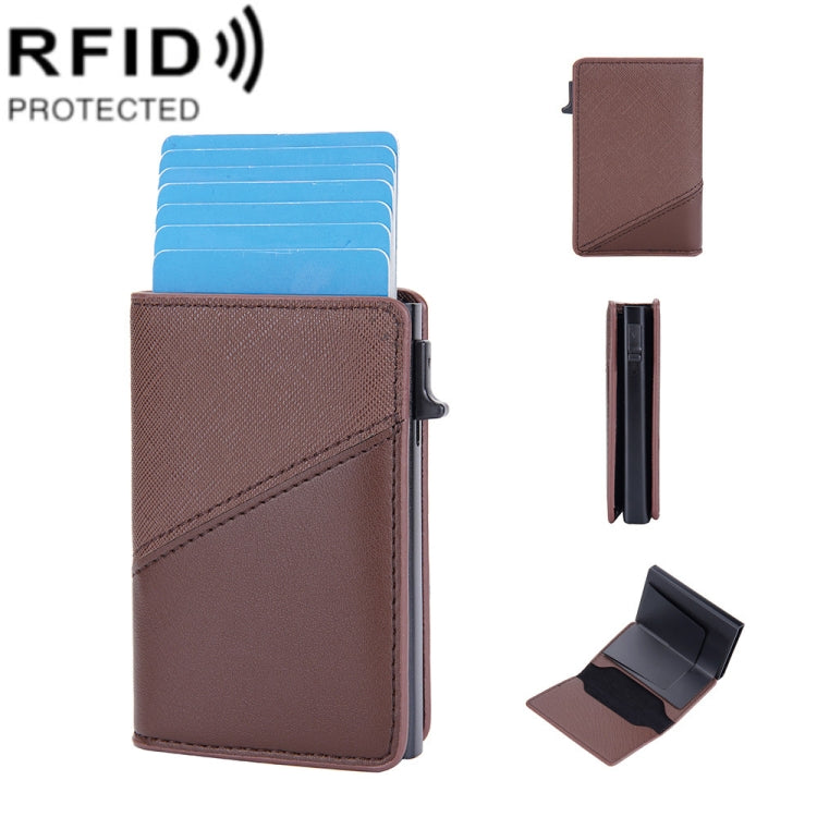 Baellerry RFID Anti-theft Aluminum Box Leather Wallet Side Push Contrasting Antimagnetic Card Holder