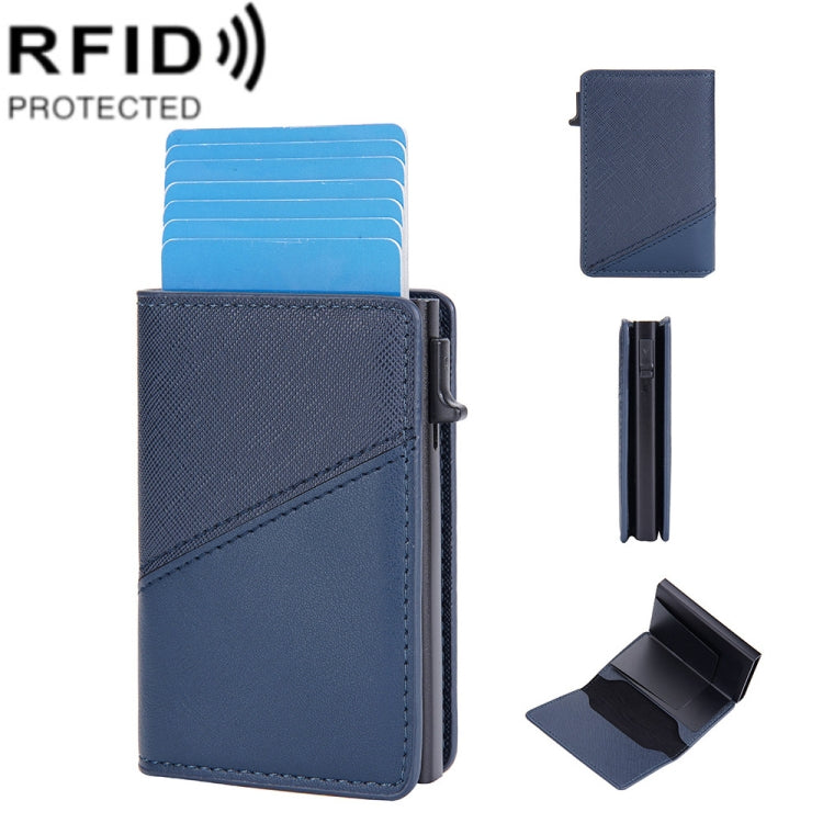 Baellerry RFID Anti-theft Aluminum Box Leather Wallet Side Push Contrasting Antimagnetic Card Holder