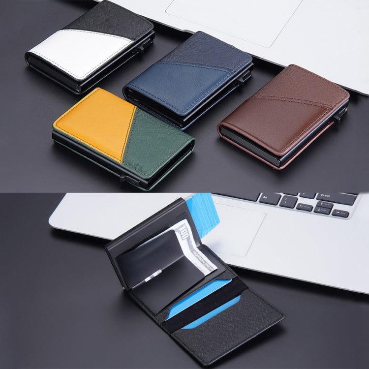 Baellerry RFID Anti-theft Aluminum Box Leather Wallet Side Push Contrasting Antimagnetic Card Holder